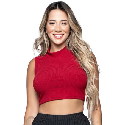 Imagem de Kit 10 Croppeds Canelado WLS Modas Regata Gola Alta Blusa Garrafinha Top