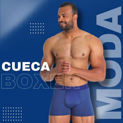 Imagem de Kit 10 Cueca Boxer Masculina Adulta Forro 100% Algodão Tecido Confortável Poliamida Malha Fria Lisa