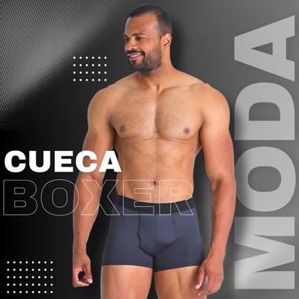 Imagem de Kit 10 Cueca Boxer Masculina Adulta Forro 100% Algodão Tecido Confortável Poliamida Malha Fria Lisa