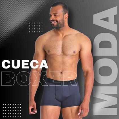 Imagem de Kit 10 Cueca Boxer Masculina Adulta Forro 100% Algodão Tecido Confortável Poliamida Malha Fria Lisa