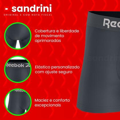 Imagem de Kit 10 Cueca Boxer Reebok Sem Costura Box com 1 Par de Meias Sandrini