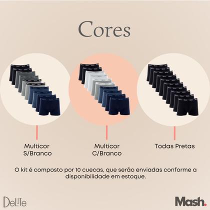 Imagem de Kit 10 Cueca Mash Box Boxer Cotton Algodão Original Com Nota Fiscal