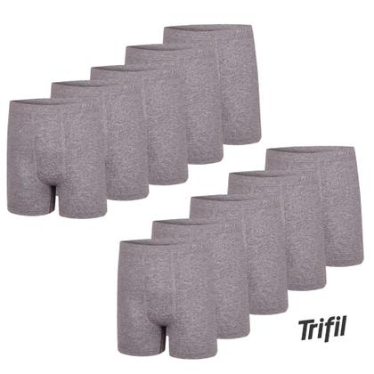 Imagem de Kit 10 Cuecas Box Masculina Sem Costura De Microfibra Trifil Lisa Básica Toque Macio Plus Size