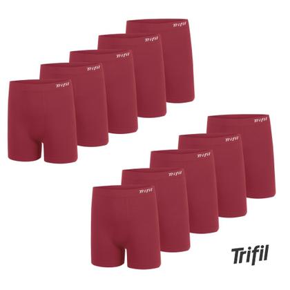 Imagem de Kit 10 Cuecas Box Masculina Sem Costura De Microfibra Trifil Lisa Básica Toque Macio Plus Size