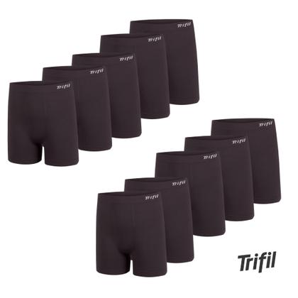 Imagem de Kit 10 Cuecas Box Masculina Sem Costura De Microfibra Trifil Lisa Básica Toque Macio Plus Size