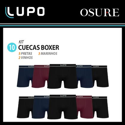 Imagem de Kit 10 Cuecas Boxer Lupo Original Box Masculino Poliamida Sem Costura Atacado Adulto