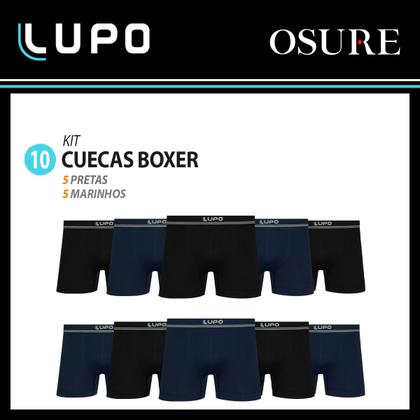 Imagem de Kit 10 Cuecas Boxer Lupo Original Box Masculino Poliamida Sem Costura Atacado Adulto