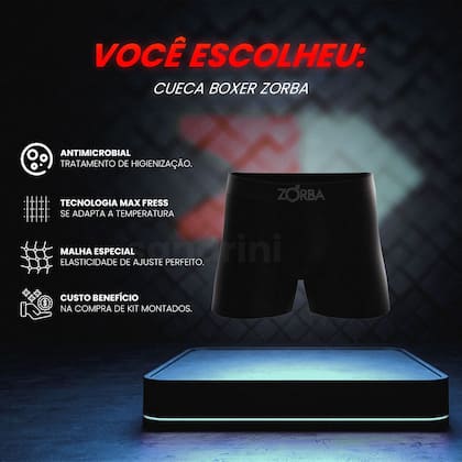 Imagem de Kit 10 Cuecas Boxer Masculina Zorba Algodão Sem Costura Adulto