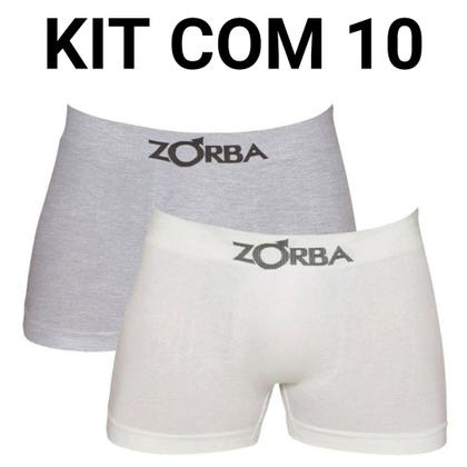 Imagem de Kit 10 Cuecas Boxer Sem Costura Branco e Cinza Zorba 781