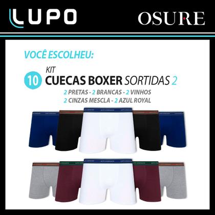 Imagem de Kit 10 Cuecas Lupo Original Boxer Em Algodão Box Masculina Cotton Adulto Atacado Confortável 523