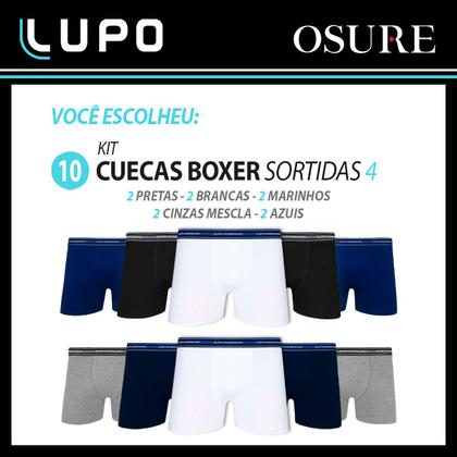 Imagem de Kit 10 Cuecas Lupo Original Boxer Em Algodão Box Masculina Cotton Adulto Atacado Confortável 523