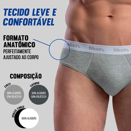 Imagem de Kit 10 Cuecas Mash Slip Tradicional Cueca Confortável Masculina Em Algodão Adulto Atacado Original