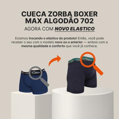 Imagem de Kit 10 Cuecas Zorba Boxer Max Algodão 702 Grafite - XG