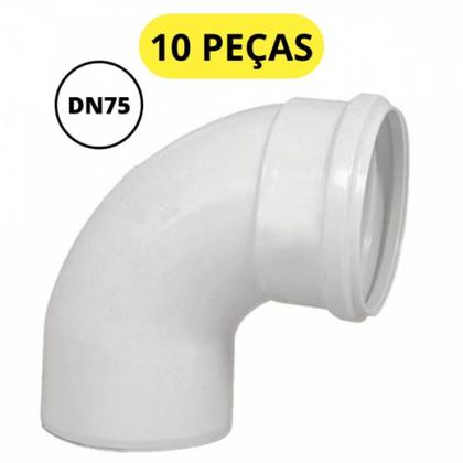 Imagem de Kit 10 curva 90 graus curta para esgoto prim dn75 krona 0601