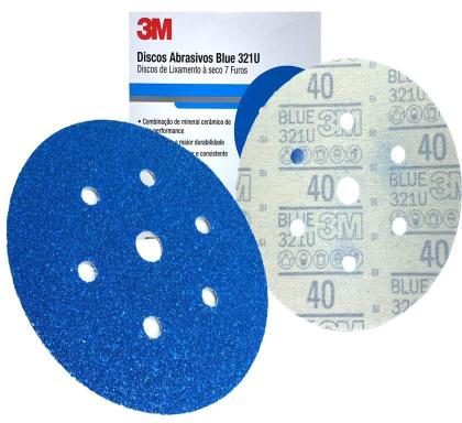 Imagem de Kit 10 Disco Abrasivo 3M Hookit Blue 321U  7 Furos - 10 Unidades