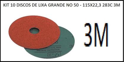 Imagem de Kit 10 discos de lixa grande no 50 - 115x22,3 283c 3m