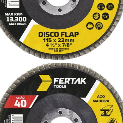 Imagem de Kit 10 Discos Flap 4.1/2" 115mm Grãos Polimento Acabamento Uniforme Fertak