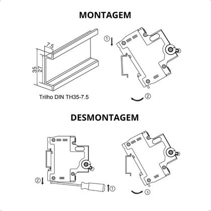 Imagem de Kit 10 Disjuntor Monopolar DIN 16A 3kA Curva C Tramontina