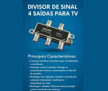 Imagem de Kit 10 Divisor De Sinal Antena Digital 1x4 Vhf Uhf Net Tv
