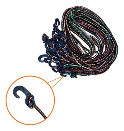 Imagem de Kit 10 Elásticos 1,5m Bagageiro Extensor Gancho Ponta Plást