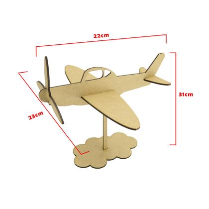 Imagem de Kit 10 Enfeite de Mesa Avião Com Base Festa Decoração 22x23x18 Mdf Madeira