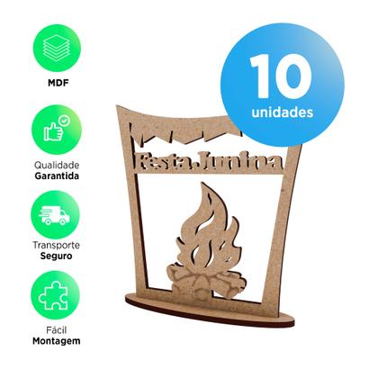 Imagem de Kit 10 Enfeite de Mesa em MDF Festa Junina com Fogueira