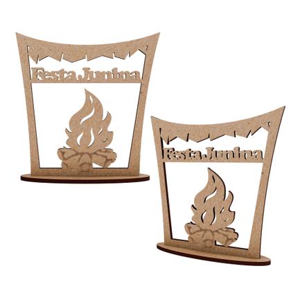 Imagem de Kit 10 Enfeite de Mesa em MDF Festa Junina com Fogueira