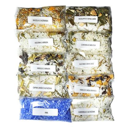 Imagem de Kit 10 Escalda Pés de 50g com ervas e óleo essencial refil Atacado