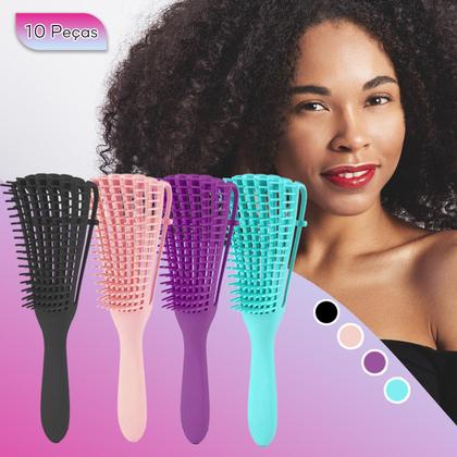 Imagem de Kit 10 Escova Polvo Para Cabelo Cacheado Desembaraça