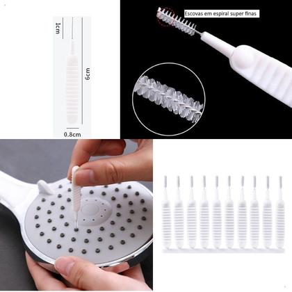 Imagem de Kit 10 Escovas Limpeza Chuveiro Fogão Espiral Multifuncional