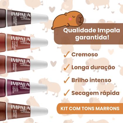 Imagem de Kit 10 Esmaltes Impala Marrom Nude Esmalte Capivara Atacado