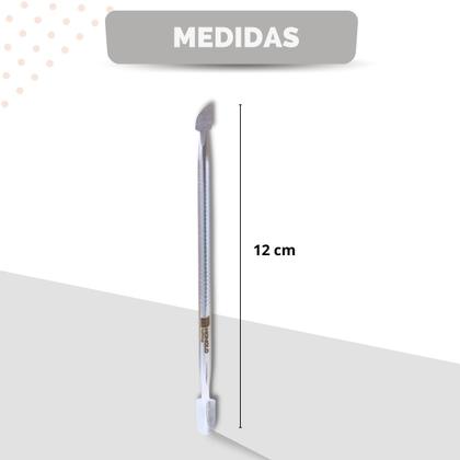 Imagem de Kit 10 Espátula Cutícula Unha Manicure Empurrador Raspador Profissional Aço Inox Premium Monolo
