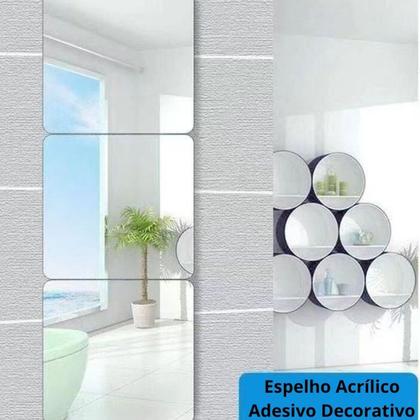 Imagem de Kit 10 Espelhos Adesivo Quadrado 30x30cm Acrílico Flexível com Adesivo de Alta Fixação para Decoraçã