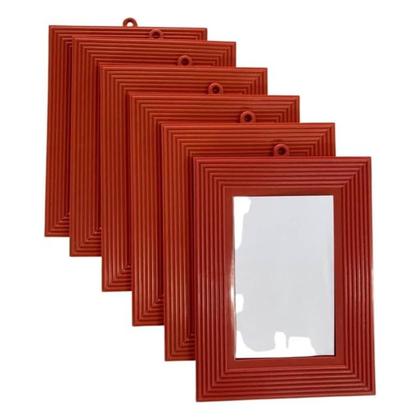 Imagem de KIT 10 Espelhos Retangular Moldura Plástica Laranja N18