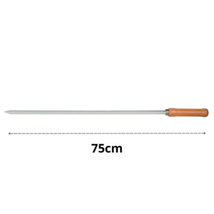 Imagem de Kit 10 Espetos 70cm Preparo Churrasco Simples e Duplo Cabo Madeira Alumínio Mor