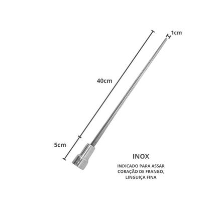 Imagem de Kit 10 espetos de inox 40cm espada duplo e coracao churrasco