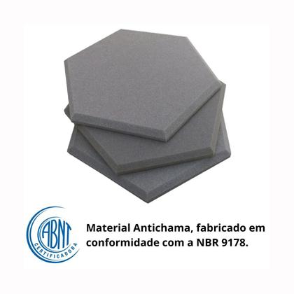 Imagem de Kit 10 Espuma Acústica Hexagonal Grafite p/ Absorver Som 30x2