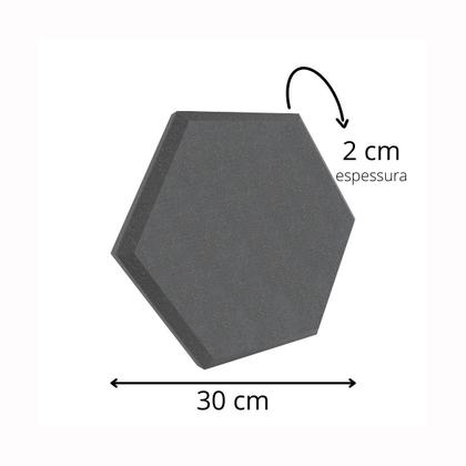 Imagem de Kit 10 Espuma Acústica Hexagonal Grafite p/ Absorver Som 30x2