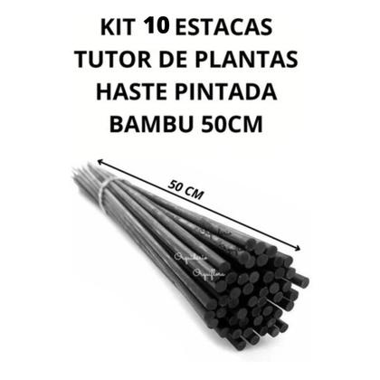 Imagem de Kit 10 Estacas Tutor De Plantas Haste Pintada Bambu 50cm Suporte Para Orquídeas Flores Jardinagem