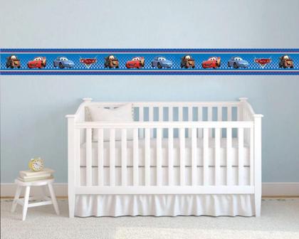 Imagem de Kit 10 Faixas Adesivo Papel Parede Infantil Carros Mcqueen