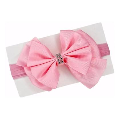 Imagem de Kit 10 Faixas de Cabelo Laço Para Bebê Rosa Claro Elástico Reborn