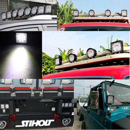 Imagem de Kit 10 Farol De Milha 27w 9 Super Led 12v 24v Carro Jeep Caminhões Trator Maquina Agricola Off Road Trilha Branco Frio