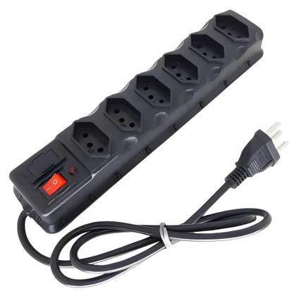 Imagem de Kit 10 Filtro de Linha 6 Tomadas Régua de Tomada com Fusível Extensão Elétrica Bivolt Tripolar