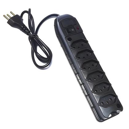 Imagem de Kit 10 Filtro de Linha 6 Tomadas Régua de Tomada com Fusível Extensão Elétrica Bivolt Tripolar