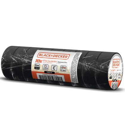 Imagem de Kit 10 Fita Isolante PVC Preta 5 Metros 18mm Classe C 0.13mm