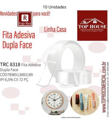 Imagem de Kit 10 Fitas Dupla Face Transparente Adesiva Resistente Forte