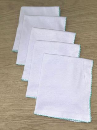 Imagem de Kit 10 Fraldas de Boca Bebê Malha Dupla Branca com Bico de Picueta 32x32cm