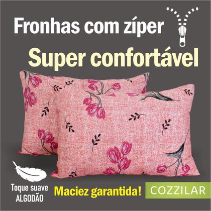 Imagem de Kit 10 Fronha Avulsa Malha Estampada 100% Algodão Com Zíper