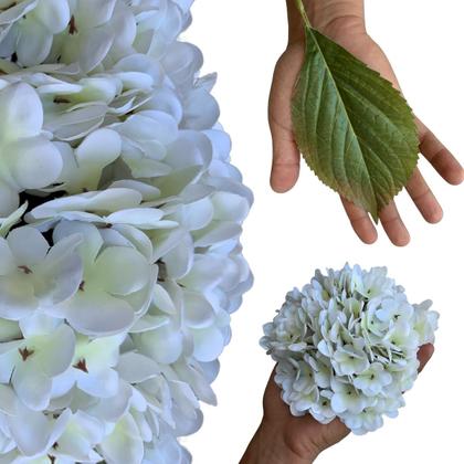 Imagem de Kit 10 Galhos de Flor Hortênsias Artificial para Composição de Quadros Rosa ou Branca - DE3623
