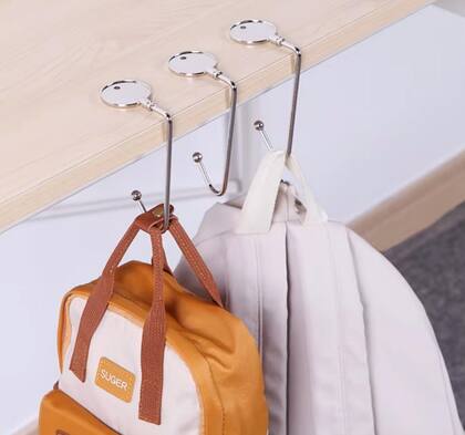 Imagem de Kit 10 Gancho De Mesa Porta Bolsa Dobrável Para Pendurar Clipe